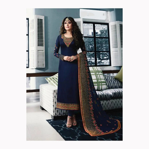 Vestido de trabajo de secuencia de bordado pesado de nuevo diseñador Dupatta ropa de lujo tradicional para adultos hecha de aspecto de fiesta de seda - Product Image 2