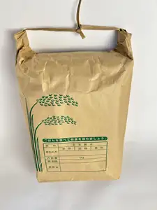 Compostable 2 Ply Kraft Bag With String Tie Handle For Rice Wheat Flour Tea Leaves Powders Seed Packaging