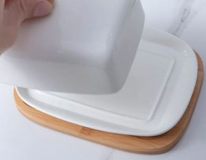 Couvercle en bois de couleur marron et blanc à prix attractif vaisselle de stockage de petit déjeuner assiettes conteneur pour comptoir de cuisine - Product Image 1