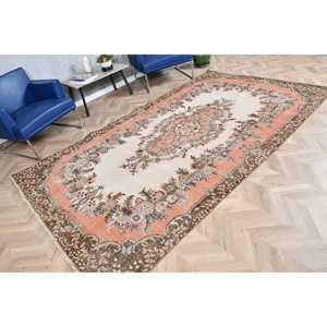 Grand tapis turc vintage 5,6x9,7 pieds, tapis en laine orange - Product Image 2