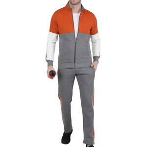 Men's Color Block Tracksuit Set <b>Zip</b> <b>Up</b> <b>Jacket</b> and Jogger Pants Sportswear Casual Gym Workout Activewear Set - Product Image 1