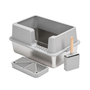 Bac à litière <span class=keywords><strong>pour</strong></span> chat portable de luxe, capacité de 20 L, <span class=keywords><strong>porte</strong></span> avant rabattable, construction légère en plastique et acier inoxydable - Product Image 6