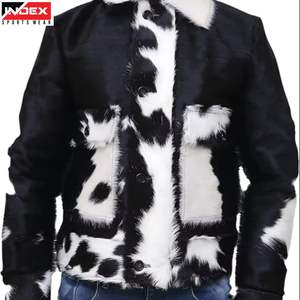 Chaqueta de Cuero Vacuno Premium con Estampado de Vaca en Blanco y Negro para Motociclista |   Directo de Fábrica |   Pedidos al por Mayor - Product Image 1