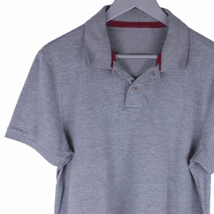 Men's <b>Classic</b> Grey Solid Knitted Sporty Style Cotton Blend Quick Dry Short Sleeve for Shirt Top - Product Image 3