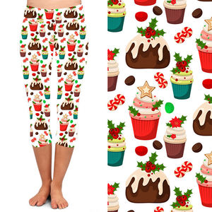 Fête de noël taille haute Leggings pour femmes filles Capri imprimer conception mince Fitness pantalon taille élastique fermeture genou longueur - Product Image 3