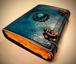 Hand gefertigte A3 Blue Leather Thread Nähen Sattel Nähen Bindung Spiral bindung mit verschlossenen Blue Stone Embedding Notebooks - Product Image 3