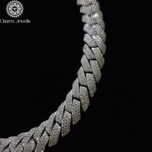 Charm Jewells Moissanite <b>Statement</b> <b>Necklace</b> Brilliant Cut Geometric Link Chain 925 Silver 14K Gold Plated IGI Certified Unisex - Product Image 4