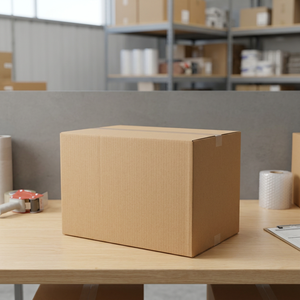 Boîte d'emballage industrielle en carton ondulé brun à double paroi pour expédition - Product Image 1