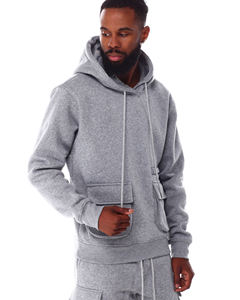 La última Sudadera con capucha de bolsillo de algodón 100% personalizada para hombres, Sudadera con capucha lisa con bolsillo de carga con botón a presión - Product Image 2