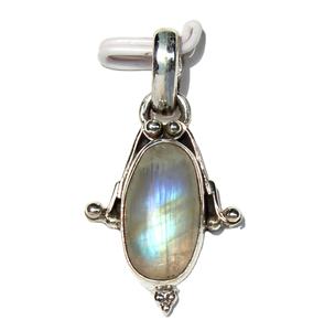 Collier pendentif en argent sterling 925 fabriqué à la main avec lunette cabochon en pierre de lune tendance unisexe pour homme - Product Image 3