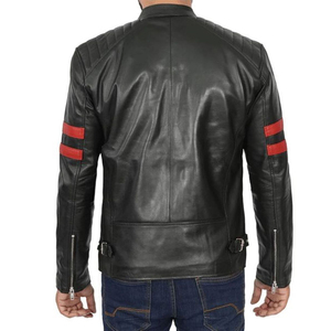 เสื้อแจ็กเก็ตหนังผู้ชายผ้าแคนวาสสีดำแบบสั่งทำซิปคอตั้งสายรัดซิปไซส์ XL ฤดูหนาว - Product Image 5