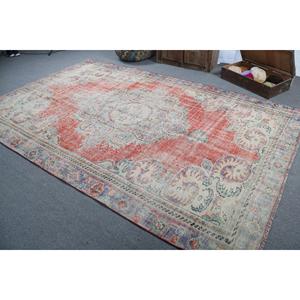 Turkish Rug, 6.8x10.9 ft Oversize Rug, <b>Red</b> Blue <b>Wool</b> Rug - Product Image 4