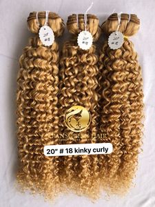 Top New Best Quality 20 "#18 Color Kinky Curly Venta al por mayor Raw Indian Temple Directo de India Machine Double Weft Human Bundles - Product Image 2