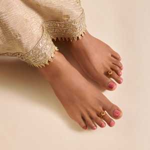 Silver Temple Wedding <b>Toe</b> <b>Ring</b> 181922 Engagement and Gift Idea Featuring Diamond Set in Brass and Copper - Product Image 2
