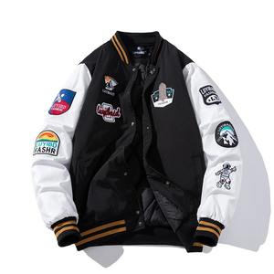 Invierno American Baseball Street Fashion Hip Hop Style Canvas Varsity Jacket Hombres Tallas grandes Plumas Carta Insignias Tallas juveniles - Product Image 3