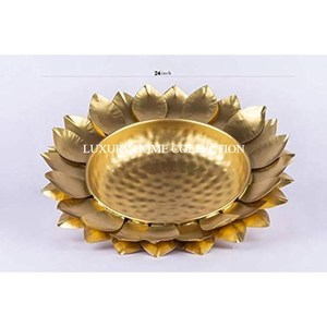 Diseñador de doble hoja martillado forma redonda Metal latón Urli Bowl hogar hoteles y Decoración de mesa de boda Urli para los más vendidos - Product Image 1