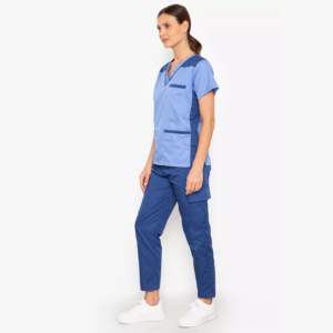 Uniforme de sarga elástica de LICRA cómoda de alta calidad unisex, uniforme de enfermera para correr, venta al por mayor, pantalones superiores, conjuntos de uniformes de hospital - Product Image 2