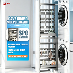 Organisateur mural SPC Cave Board avec panier coulissant latéral, panneau perforé et support de rangement à glissière silencieuse pour cuisine et salle de bain - Product Image 1