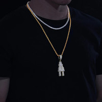 Collier avec pendentif en moissanite pour homme, breloque micro pavé en argent sterling 925, bijoux hip hop, cadeaux