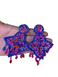 Pendientes de mujer con cuentas de estilo clásico de los mejores colores, bordado a la moda, tamaño personalizado, regalo de fiesta, uso, costura a la moda - Product Image 6