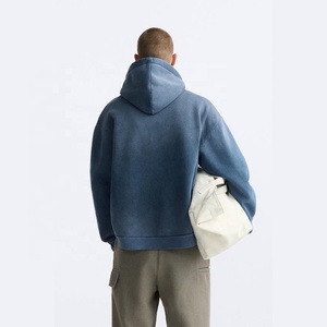 Acid Wash Hoodie Hombres Custom Applique Bordado Logo Hoodies Heavyweight Oversized Pullover Sun Faded Streetwear Wash Hoodie - Product Image 3