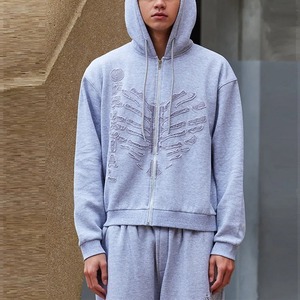 Personalizado 100% algodón de los hombres de alta calidad pantalones de chándal holgados Sudadera con capucha conjunto de gran tamaño pesado apilado chándal diseño en blanco - Product Image 4