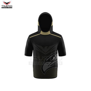 Men's Custom Logo Design Short Sleeve <b>Gym</b> <b>Hoodies</b> Athletic Fit Workout Wear for Winter - Product Image 2