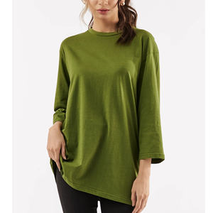 OEM nuevo estilo mejor precio 100% algodón Casual transpirable suelta personalizada mujeres camiseta de gran tamaño señoras camisas Tops camisetas para niñas - Product Image 3