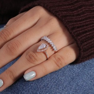 Bijoux fins personnalisés pour femmes, or rose 18 carats plaqué or, argent sterling, bagues de fiançailles et de mariage, perle d'eau douce certifiée IGI - Product Image 4