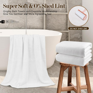 Ensemble de serviettes de bain en coton unisexe de qualité supérieure en blanc rose bleu pour adultes Motif de logo solide de luxe pour salle de bain ou hôtel - Product Image 2