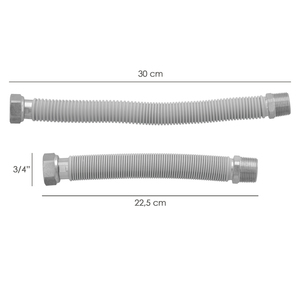 Tubo di Estensione per Acqua in Acciaio Inossidabile Corrugato Lunghezza da 22,5 a 30 cm. Raccordi da 3/4 di pollice - Product Image 2