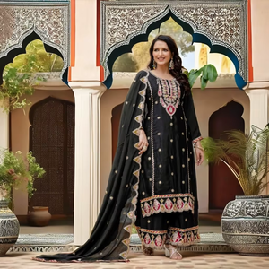 Conjunto de Salwar Kameez Dupatta de Seda Chinon Pesada, Estilo Bollywood, Ropa Casual, Proveedor y Fabricante de Primera Calidad - Product Image 1