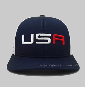 Gorra de camionero de tela de algodón y poliéster sin estructura clásica de 6 paneles para hombre Hip Hop para pesca hecha con bordado 3D de Vietnam - Product Image 1