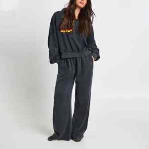 Conjunto de 2 Piezas de Sudadera con Capucha y Pantalones Deportivos de Color Sólido, Hechos a Medida, 100% Algodón, Felpa de Alta Calidad, Transpirable, Ropa Urbana, OEM - Product Image 3