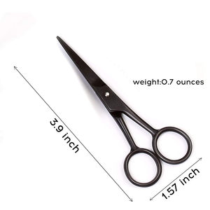 กรรไกรตัดหนวดเคราใบตรงสแตนเลสเยอรมันขนาด 5 นิ้ว ปลายแหลม สำหรับคนถนัดขวา (สีดำ) - Product Image 2