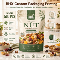 Sachets Doypack Personnalisés avec Logo pour Fruits Secs, en Mylar Mat, Refermables avec Fermeture Zip, pour Mélange de Noix, Amandes, Noix de Cajou, Snacks 100g 250g