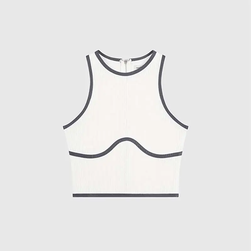 Manufacturer Wholesale Summer High Quality Racer Ladies White Sleeveless Fashion Custom With Logo For Women Knitted Crop Top