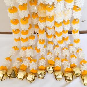 Mogra จัสมินมาลัยพร้อมพู่ห้อยทองระฆังสำหรับฉากหลัง haldi งานแต่งงานอินเดีย mepdoor แขวนเทศกาลตกแต่งงาน - Product Image 4