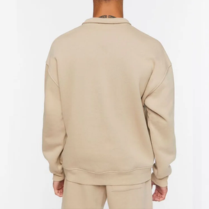 Venta caliente personalizado sudaderas con capucha de algodón Terry en blanco corto conjunto gota hombro media cremallera sudaderas con capucha para hombres - Product Image 3