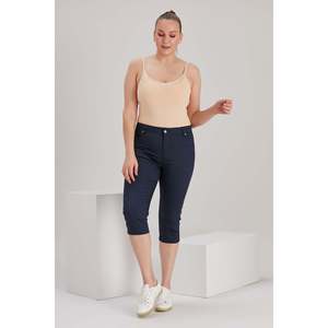Pantalon Capri en coton bleu marine grande taille - Product Image 4