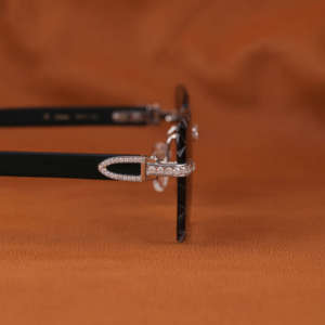 Unisex Designer Spectacles with Brown Shade Goggles Moissanite-Studded <b>Eyeglasses</b> Fashionable Alloy <b>Frame</b> for Everyday Wear - Product Image 4