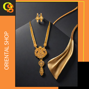 Traditional Design Necklace Earrings <b>Set</b> with 22K <b>Gold</b> Plated Unique Style Women Wear Necklace Earrings <b>Set</b> <b>Jewelry</b> - Product Image 2