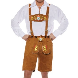 Pantalones Cortos Bávaros de Cuero Antiguo para Hombre, al por Mayor, Cortavientos, Transpirables, de Piel de Vacuno y Ante, para Oktoberfest - Product Image 1