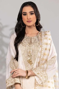 Vestido de fiesta de deshierbe vestidos de verano informales 2025 paquistaní Bollywood cuello en V manga larga bordado sólido moda sostenible - Product Image 2