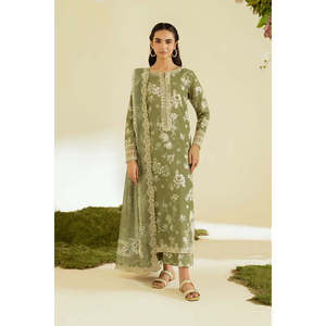 Ensemble 3 pièces IZNIK pour femme : chemise en lawn imprimée numérique et brodée, dupatta en soie imprimée et brodée, pantalon imprimé - BIC-1067 - Product Image 1