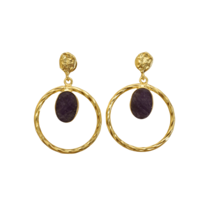 Pendientes de Latón de Moda para Exportación, Venta al por Mayor, Piedra Semipreciosa Natural, Textura Mate de Latón, Sin Níquel, Duraderos, Premium, Listos para B2B - Product Image 4