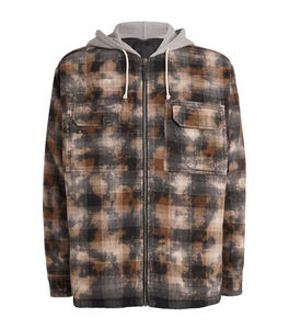 Chaqueta con capucha con cremallera de invierno a prueba de viento transpirable personalizada prendas de vestir exteriores unisex con forro polar bolsillos dobles en el pecho Capucha con cordón - Product Image 1