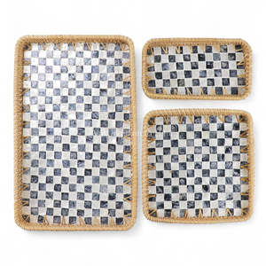 Bandeja Moderna de Nácar Natural con Ratán para Servir en el Hogar - Product Image 1