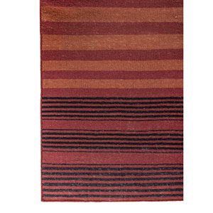 Alfombra de Lana Hecha a Mano Indusbar, Rayas Rojas y Naranjas, Tejido Plano, Rectangular Grande de 9x12, para Hogar y Regalo, para Entrada-ADWL-13058 - Product Image 4