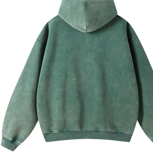 Sweat-shirt à capuche vintage vert délavé à l'acide, coupe ample, polaire doux, fermeture éclair intégrale, streetwear, vêtements d'hiver pour hommes et femmes - Product Image 4